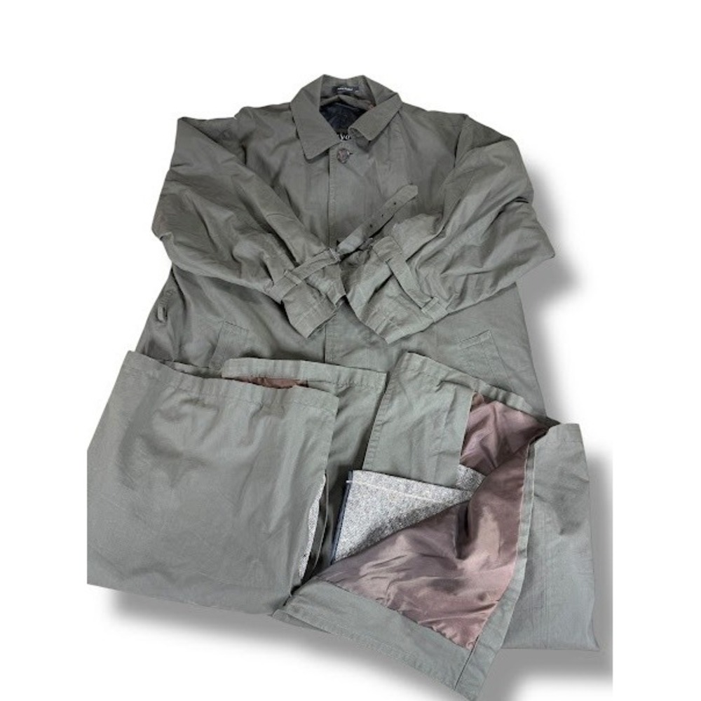 Sanyo Carol Cohen Coat Mens Large Gray Removable Liner Trench Belted Rain Jacket